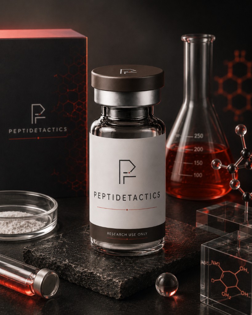 Peptide Tactics research vials and packaging